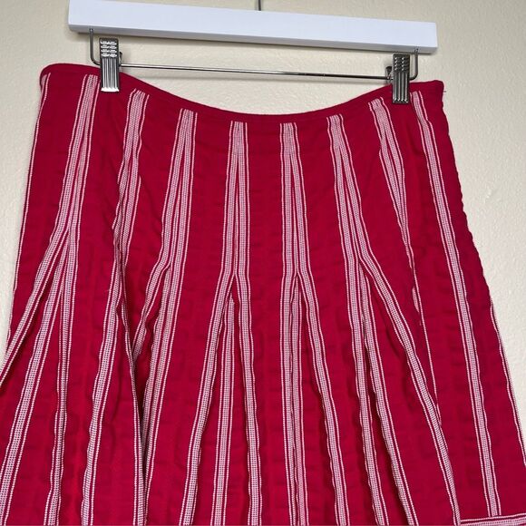 Talbots Hot Pink White Embroidered Pleated A Line Flare Side Zip Skirt Women 10 - Picture 3 of 12